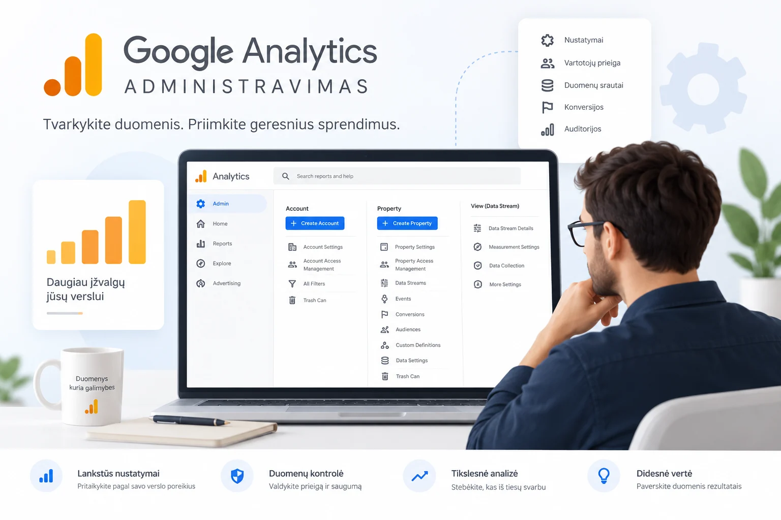 Illustration of Google Analytics management