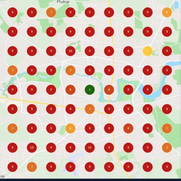 Judesio DNR “K-laser therapy Panevėžys” Google Maps grid before the work